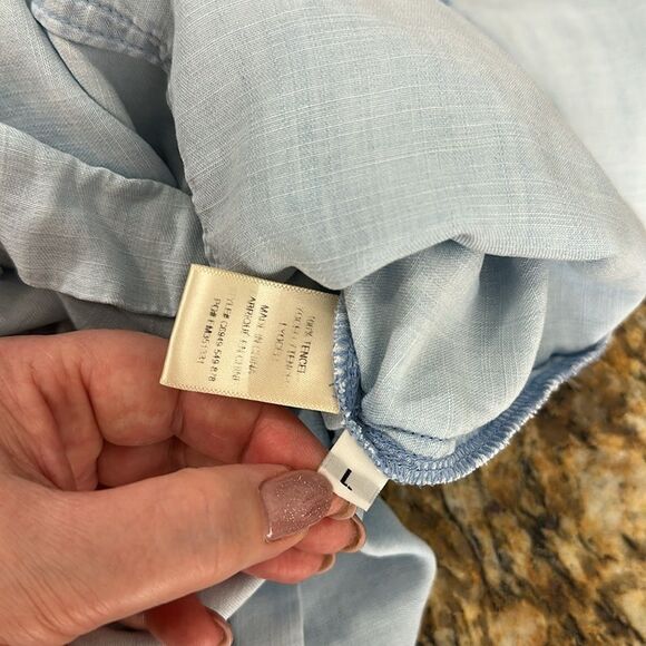 Cloth & Stone Rolled-Hem Short Sleeve Utility Romper In Light Blue Size L - Picture 8 of 11